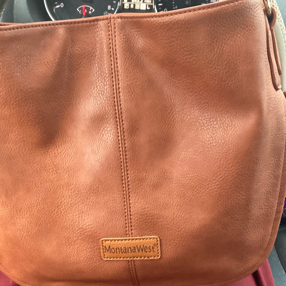 Montana West Tan Leather Shoulder Bag with Quality Craftsmanship